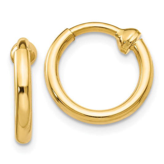 14K Yellow Gold Non Pierced Hoop Earrings