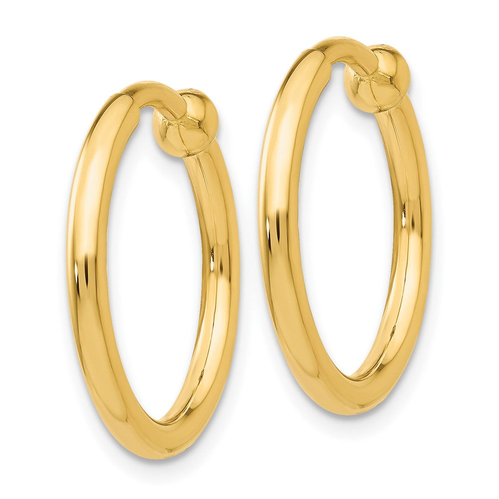 14K Yellow Gold Non Pierced Hoop Earrings