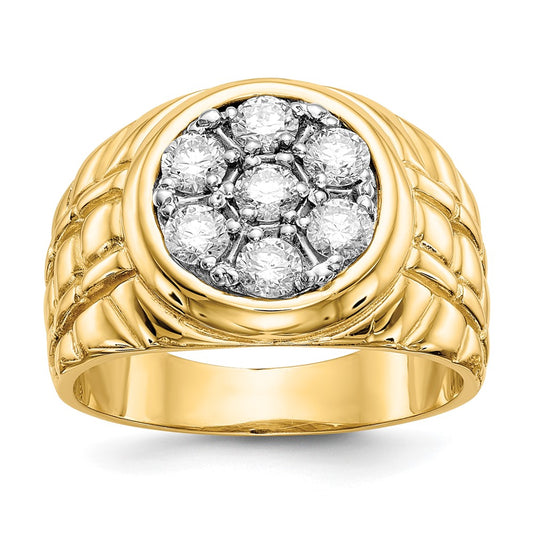 14K Yellow Gold Aa Diamond Men'S Ring