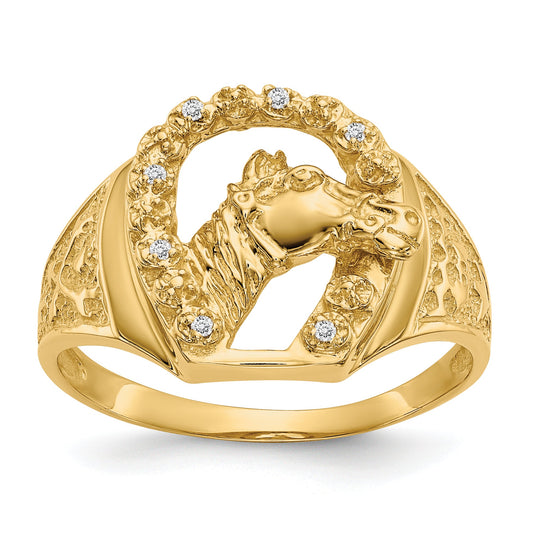 14K Yellow Gold Aa Diamond Men'S Ring