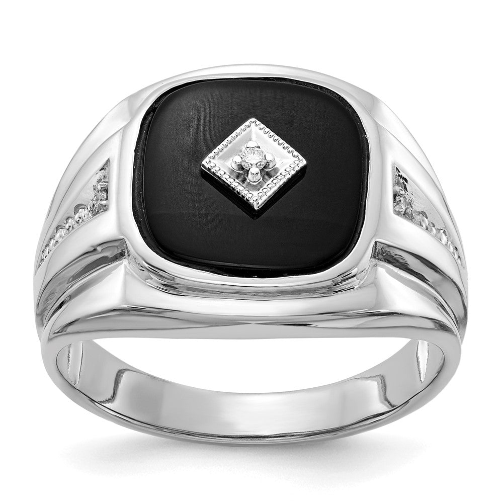 14K White Gold Aa Diamond Men'S Ring