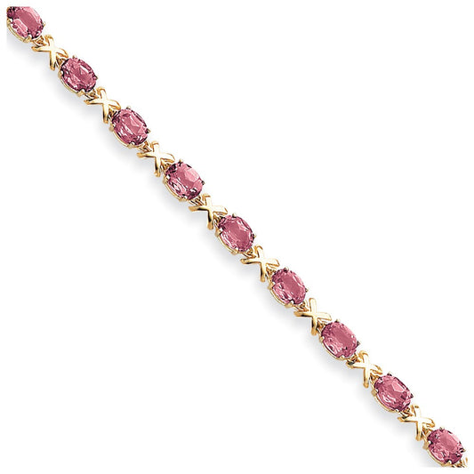 14K Yellow Gold 7X5mm Oval Ruby Bracelet