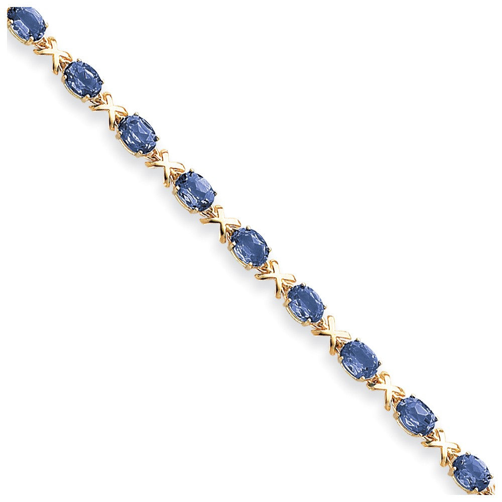 14K Yellow Gold 7X5mm Oval Sapphire Bracelet