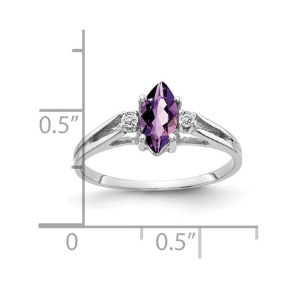 14k White Gold 8x4mm Marquise Amethyst VS Real Diamond ring
