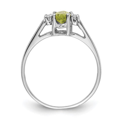 14K White Gold 8X4mm Marquise Peridot A Diamond Ring