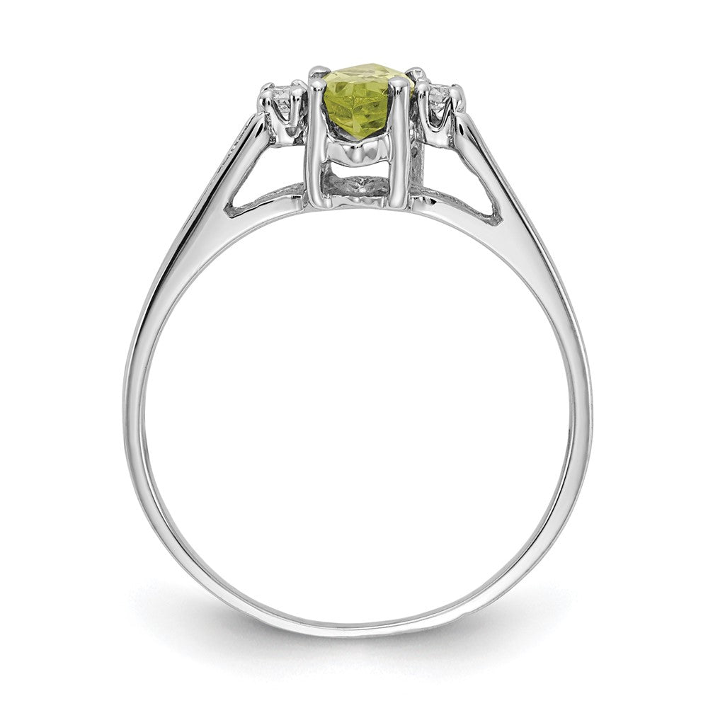 14k White Gold 8x4mm Marquise Peridot AAA Real Diamond ring
