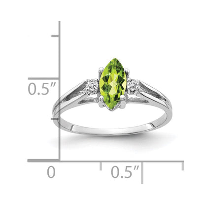14k White Gold 8x4mm Marquise Peridot VS Real Diamond ring