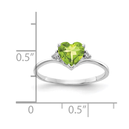 14k White Gold 6mm Heart Peridot A Real Diamond ring