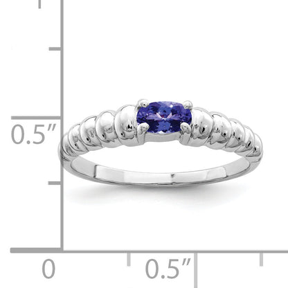 14K White Gold 5X3mm Oval Tanzanite Ring
