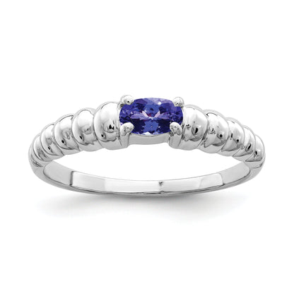 14K White Gold 5X3mm Oval Tanzanite Ring