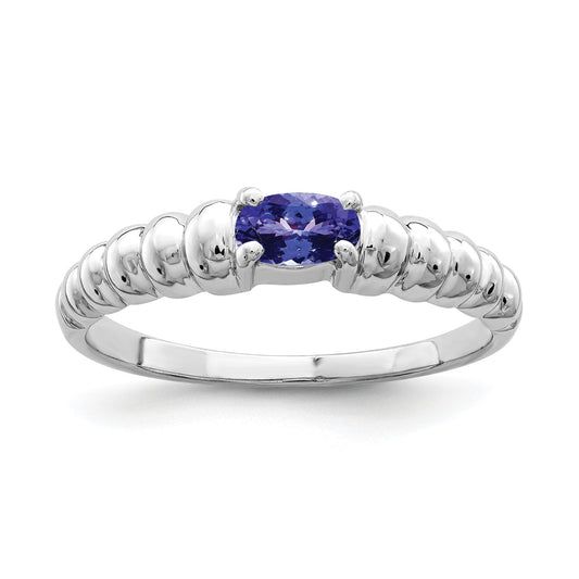 14K White Gold 5X3mm Oval Tanzanite Ring