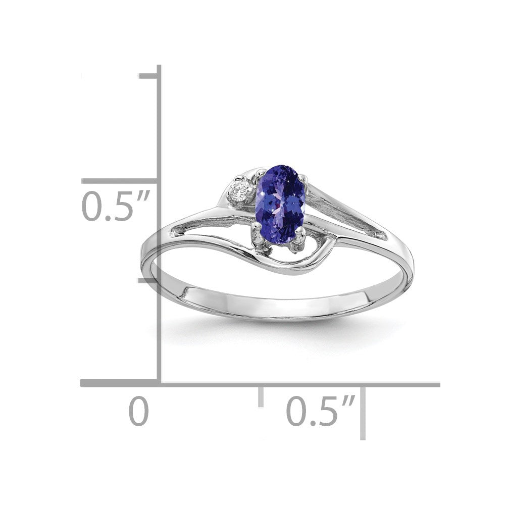 14K White Gold 5X3mm Oval Tanzanite A Diamond Ring