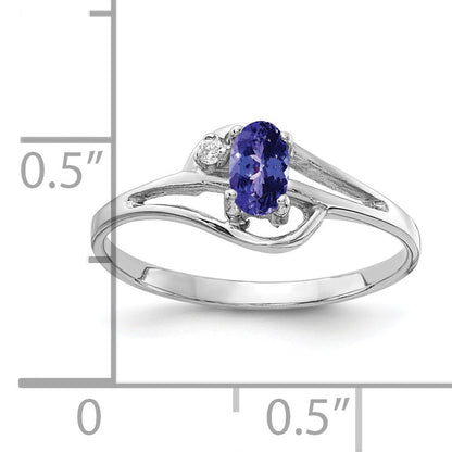 14K White Gold 5X3mm Oval Tanzanite Vs Diamond Ring