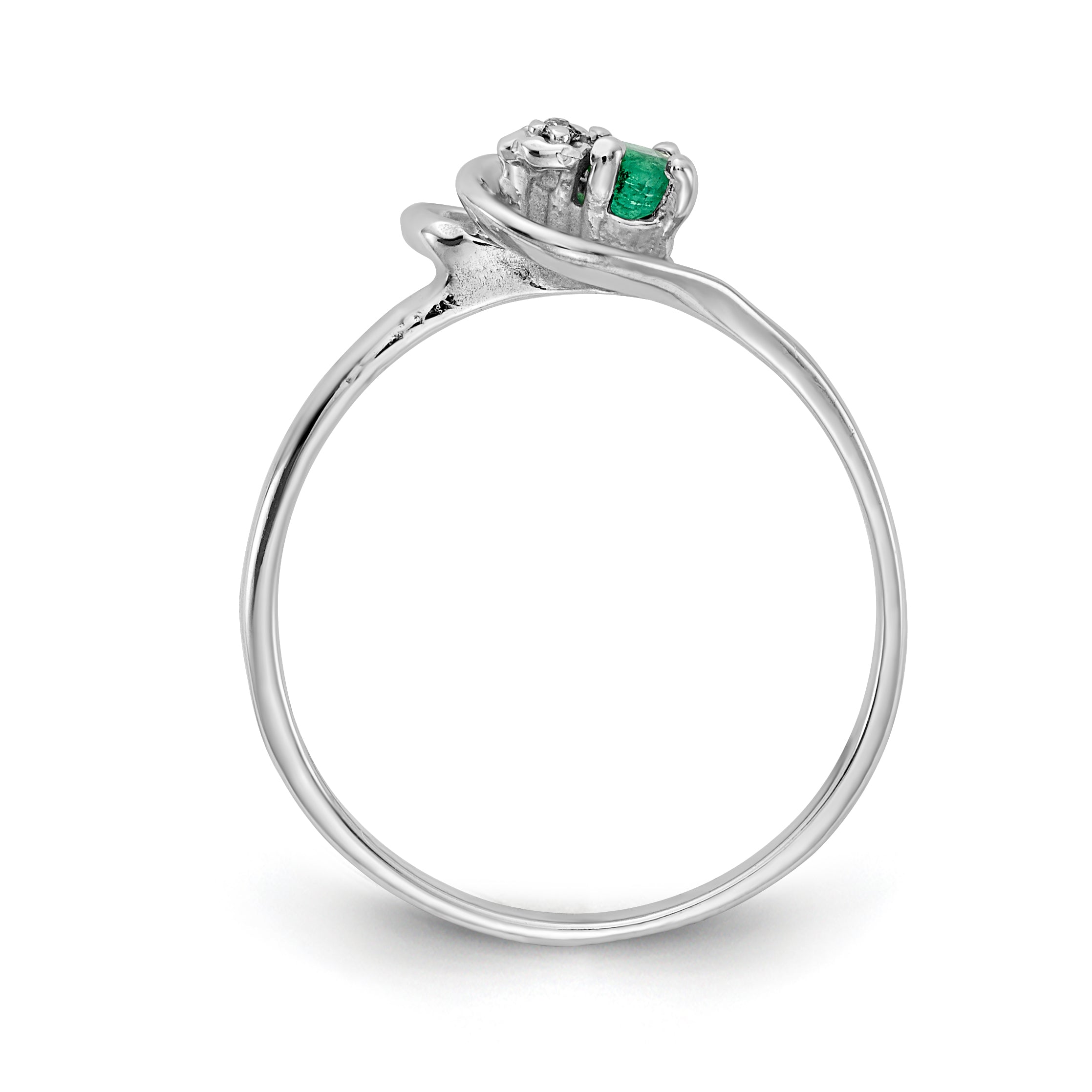 14K White Gold Emerald Aa Diamond Ring