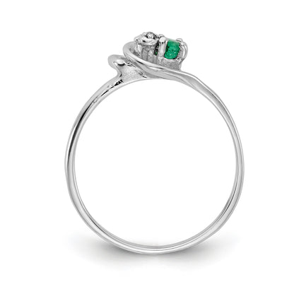 14K White Gold Emerald Aa Diamond Ring