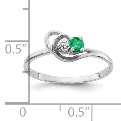 14K White Gold Emerald Aa Diamond Ring