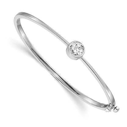 14k White Gold 1 Ct. Lab Grown Diamond VS/SI+ G+ Bezel Bangle Bracelet