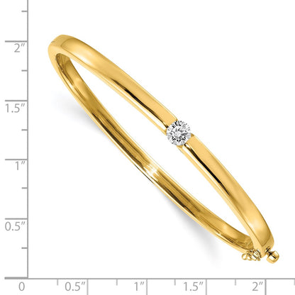 14K Yellow Gold Polished Complete 1/2 Carat A Diamond Hinged Oval Bangle Bracelet