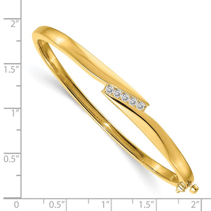 14K Yellow Gold Complete 5 Stone 1/3 Carat Vs Diamond Hinged Oval Bangle Bracelet