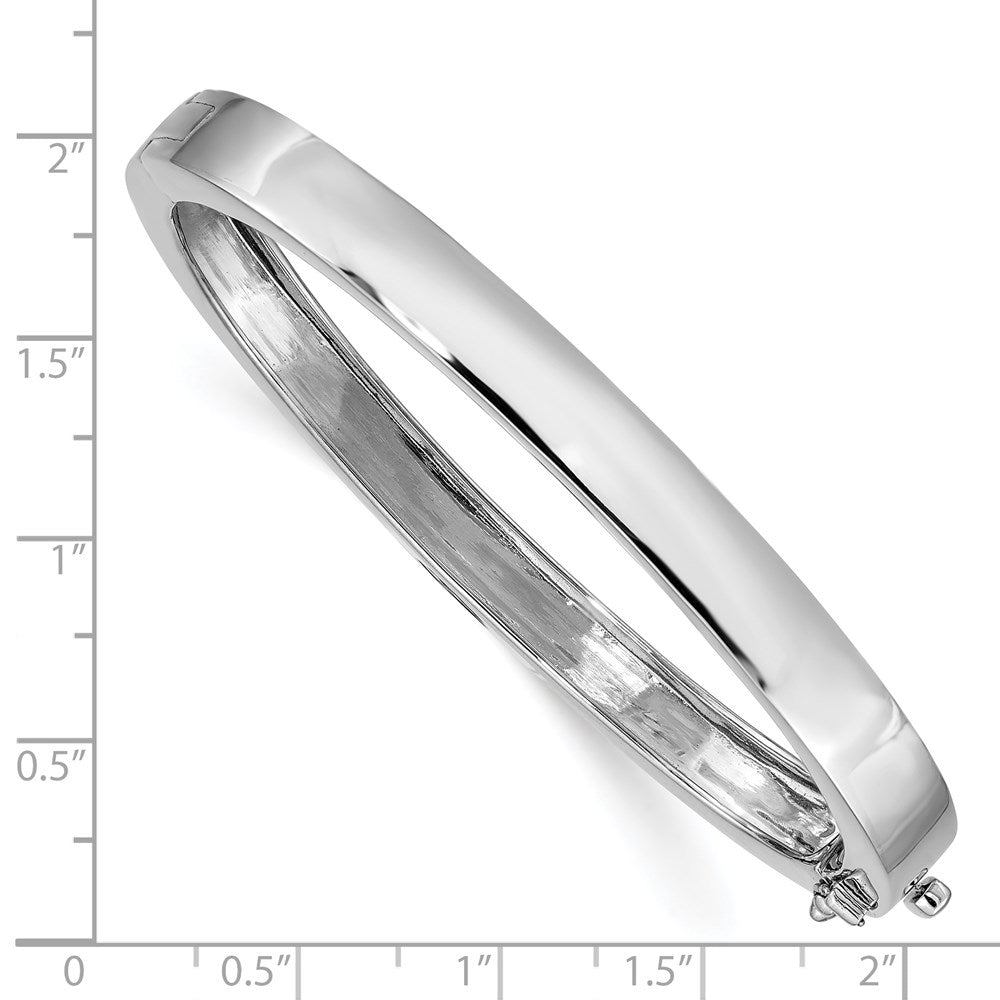 14K White Gold 6.3mm Polished Solid Hinged Oval Bangle Bracelet