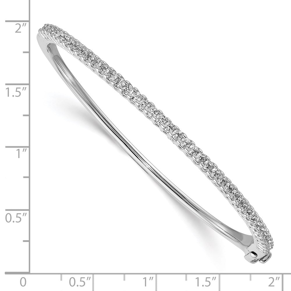 14K White Gold Aa Diamond Hinged Bangle
