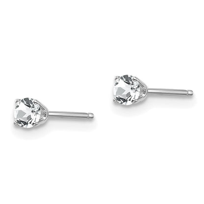 14K White Gold 3mm Topaz Stud Earrings
