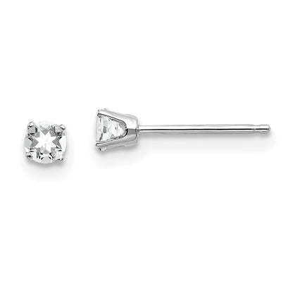 14K White Gold 3mm Topaz Stud Earrings