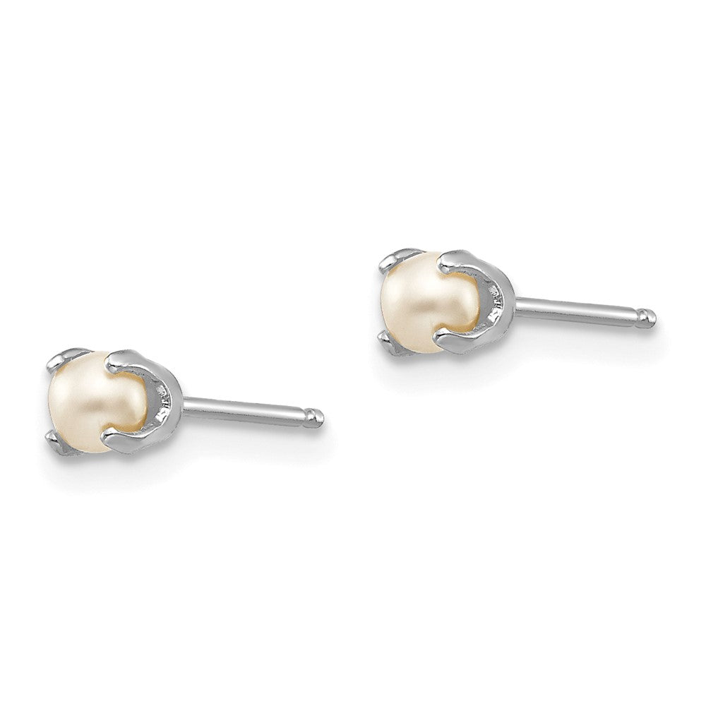 14K White Gold 3.5mm Fw Cultured Pearl Stud Earrings