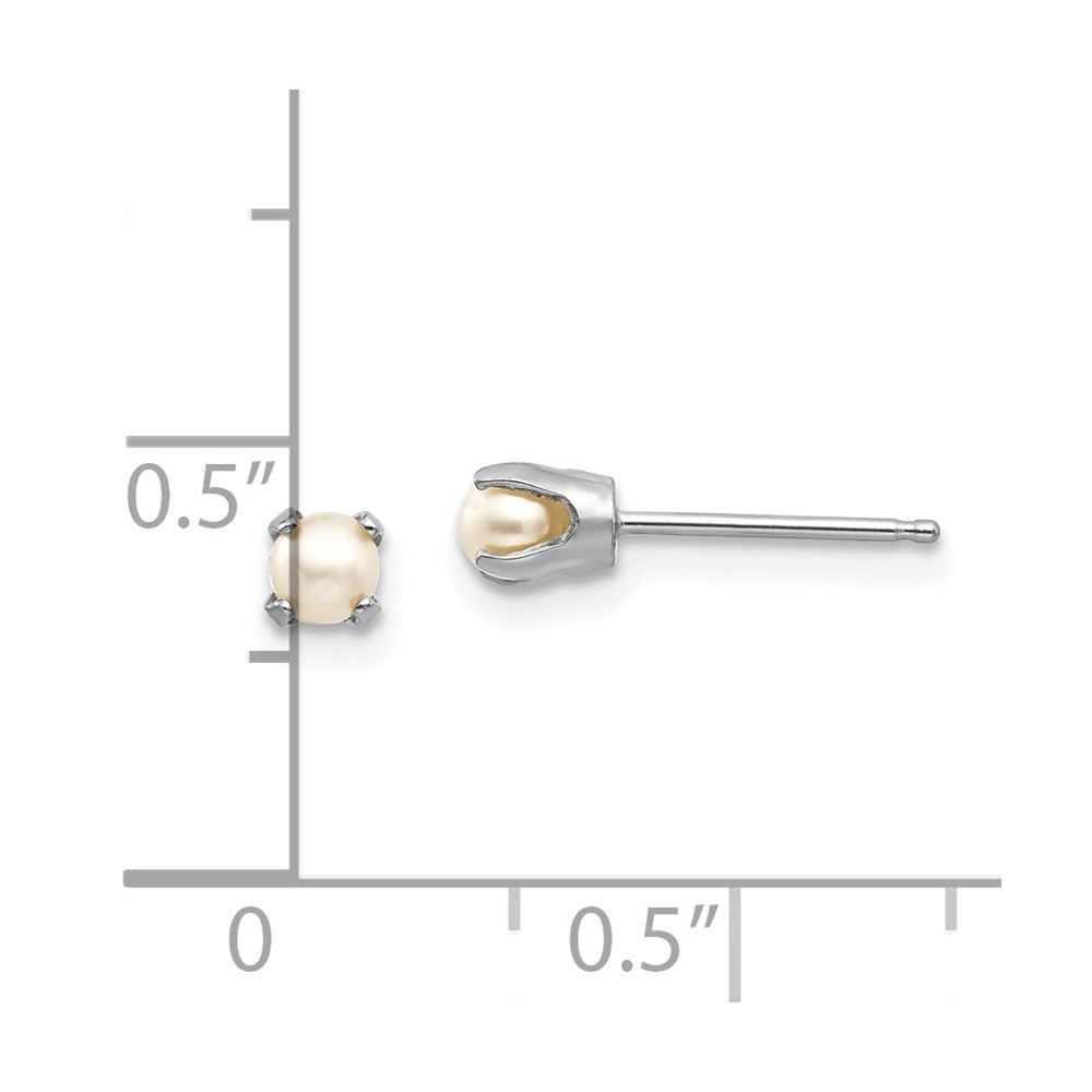 14K White Gold 3.5mm Fw Cultured Pearl Stud Earrings