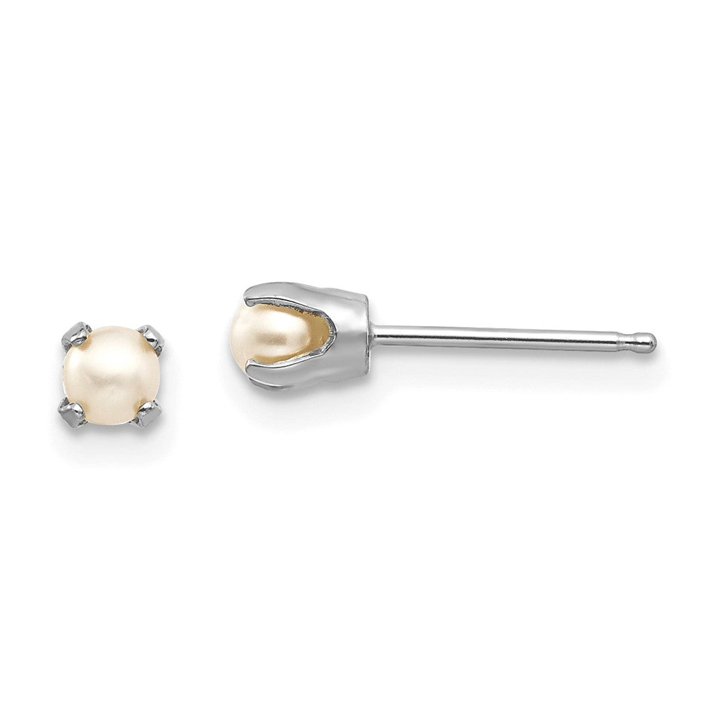 14K White Gold 3.5mm Fw Cultured Pearl Stud Earrings