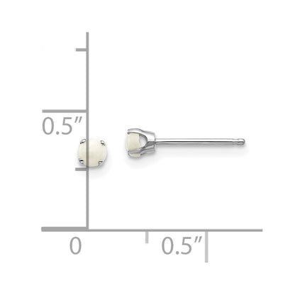 14K White Gold 3mm Opal Stud Earrings
