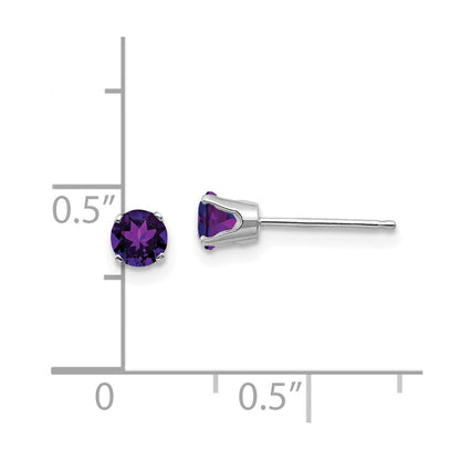 14K White Gold 4mm Amethyst Stud Earrings