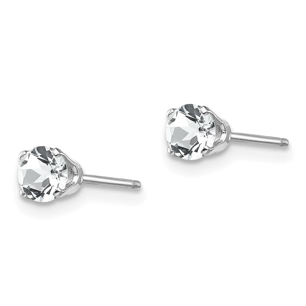 14K White Gold 4mm Topaz Stud Earrings