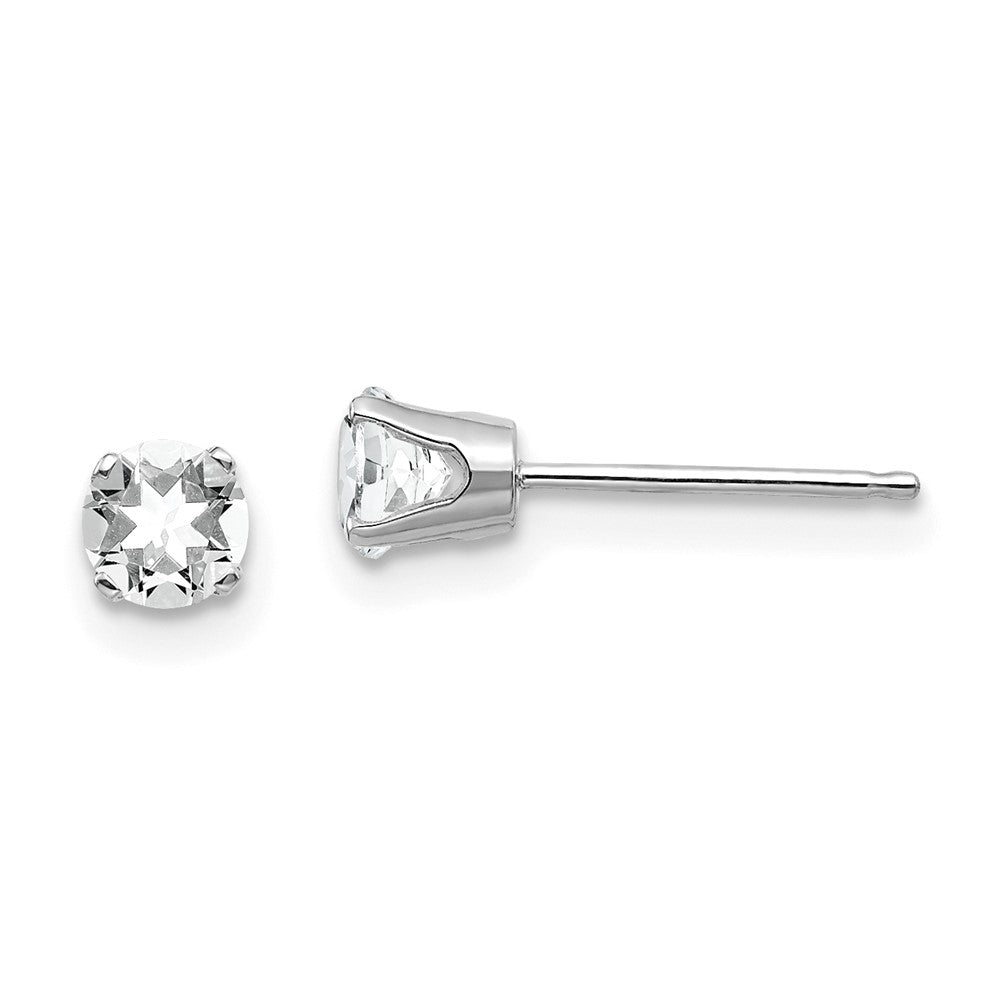 14K White Gold 4mm Topaz Stud Earrings
