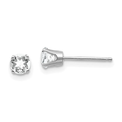 14K White Gold 4mm Topaz Stud Earrings