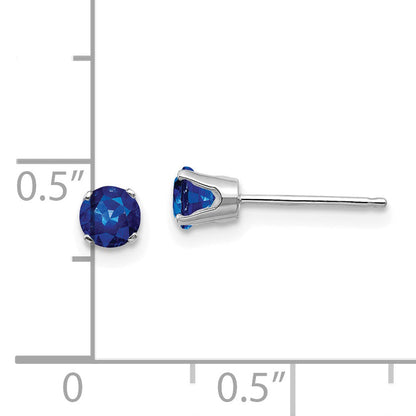 14K White Gold 4mm Sapphire Stud Earrings