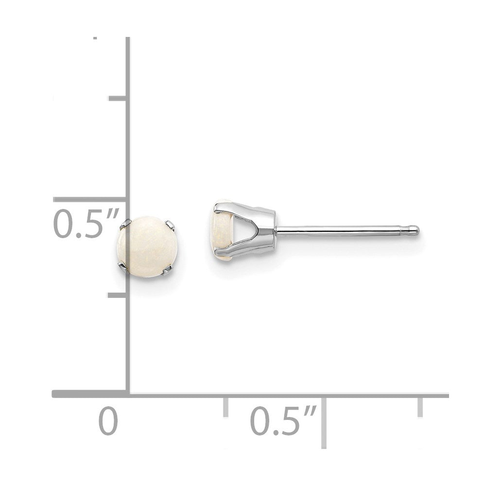 14K White Gold 4mm Opal Stud Earrings
