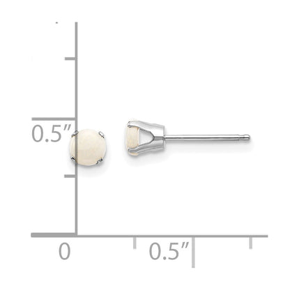 14K White Gold 4mm Opal Stud Earrings