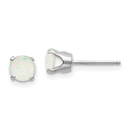 14K White Gold 5mm Opal Stud Earrings