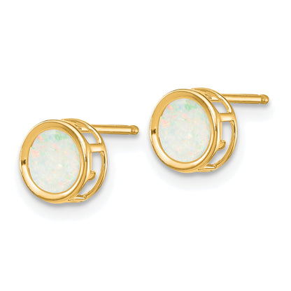 14K Yellow Gold 5mm Bezel Opal Stud Earrings