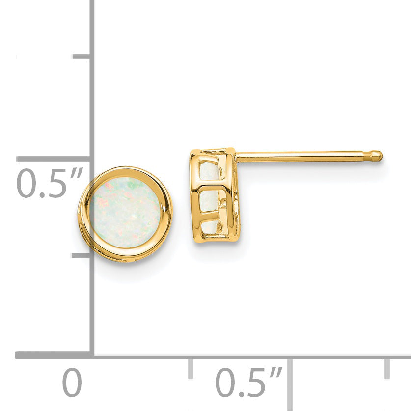 14K Yellow Gold 5mm Bezel Opal Stud Earrings