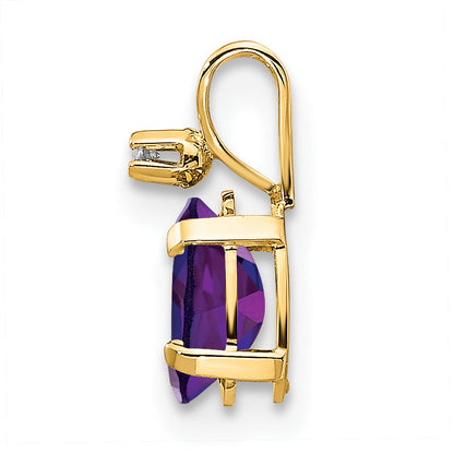 14K Yellow Gold Diamond & Amethyst Birthstone Pendant