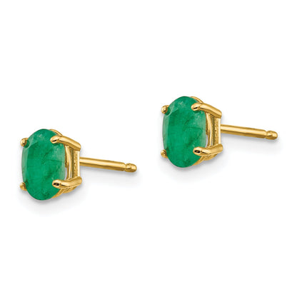 14K Yellow Gold Emerald Earrings May