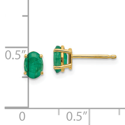 14K Yellow Gold Emerald Earrings May