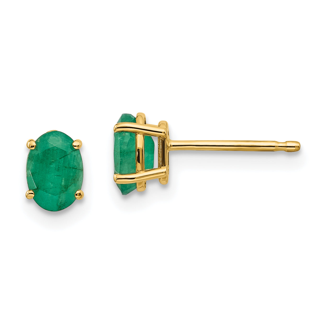 14K Yellow Gold Emerald Earrings May