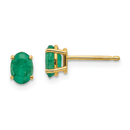 14K Yellow Gold Emerald Earrings May