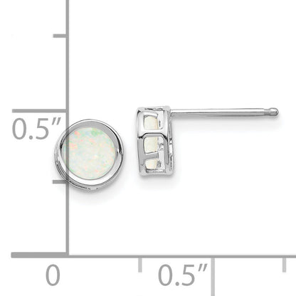 14K White Gold 5mm Bezel Opal Stud Earrings