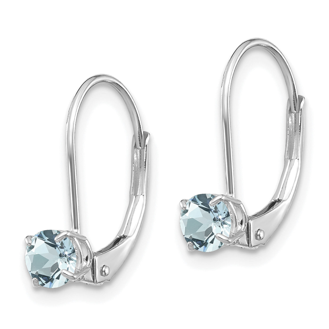14K White Gold 4mm Aquamarine/March Earrings
