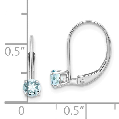 14K White Gold 4mm Aquamarine/March Earrings