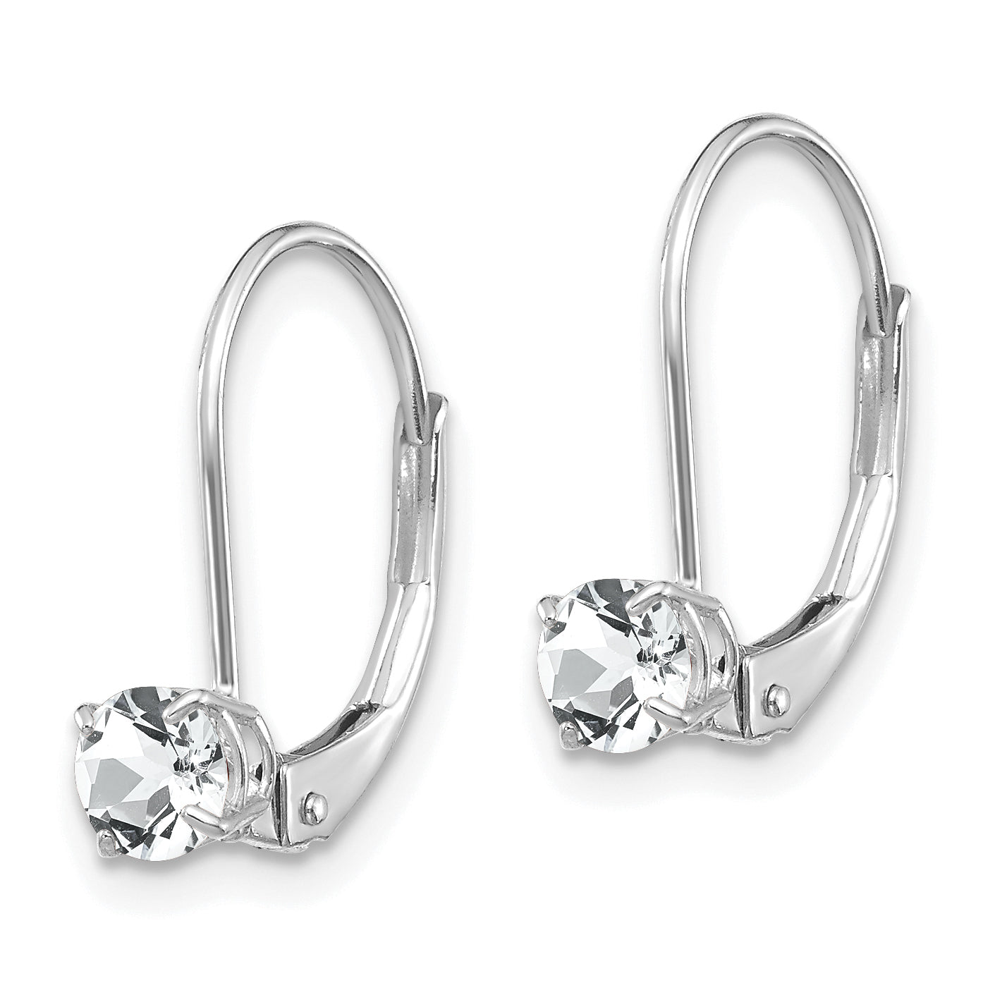 14K White Gold 4mm Topaz/April Earrings
